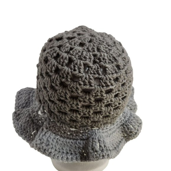 Bucket Hat granny handknit shades of grey sun hat - Picture 10 of 10